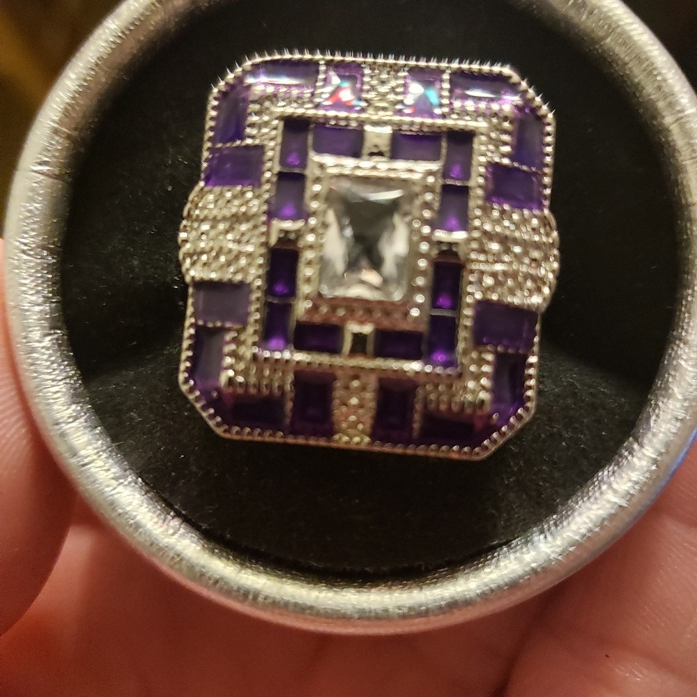 Sterling Silver Amethyst Topaz Statement Ring - Picture 6 of 8